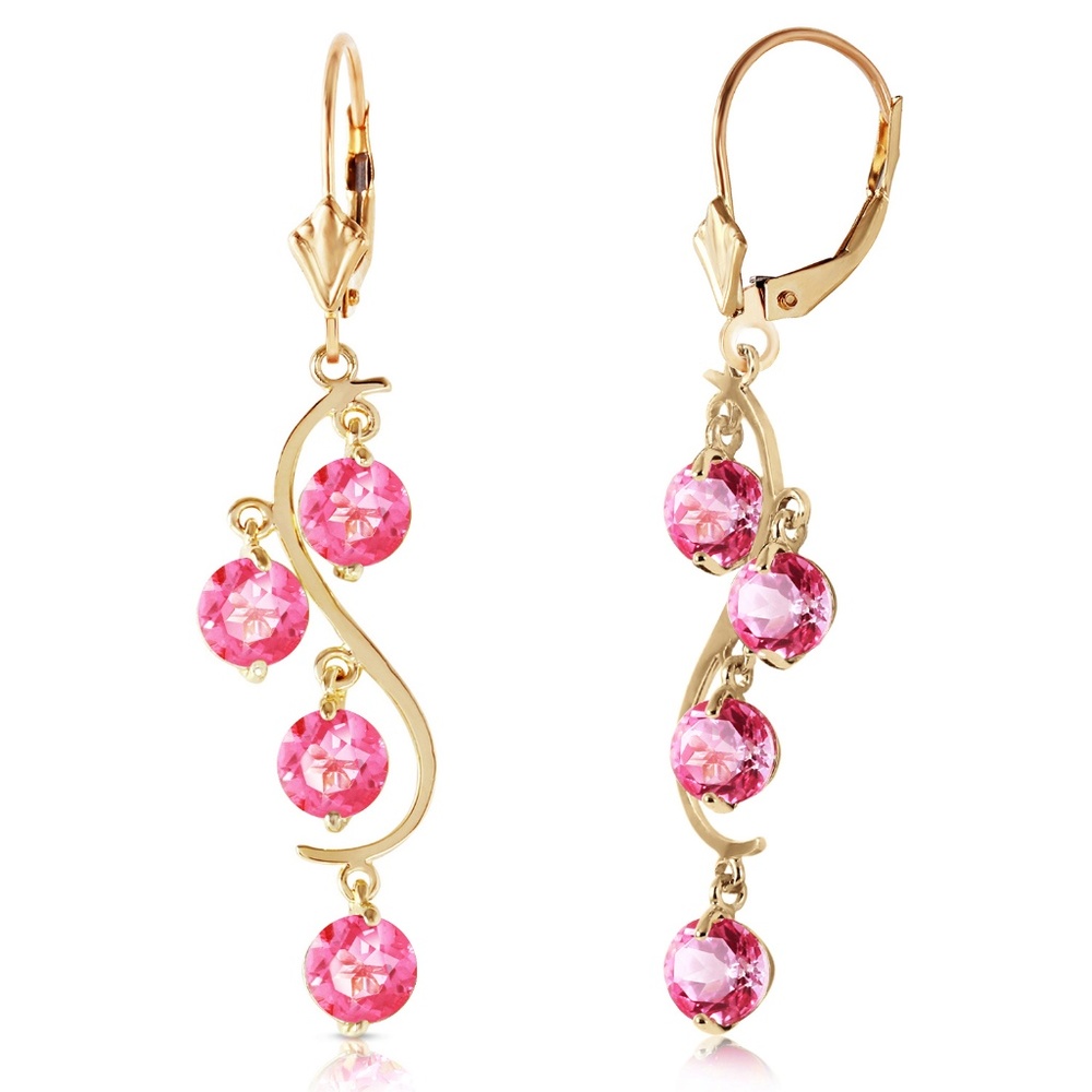 14K. GOLD CHANDELIERS EARRING WITH PINK TOPAZ